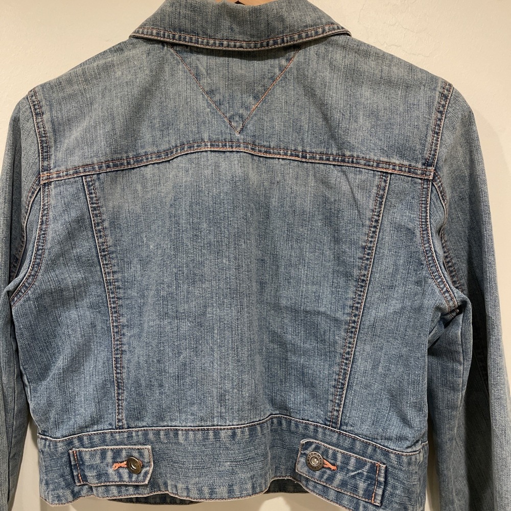 Tommy Hilfiger Denim Jacket L Embroidered Basket Weave Y2K Western Boho Trucke‎ - Picture 6 of 6
